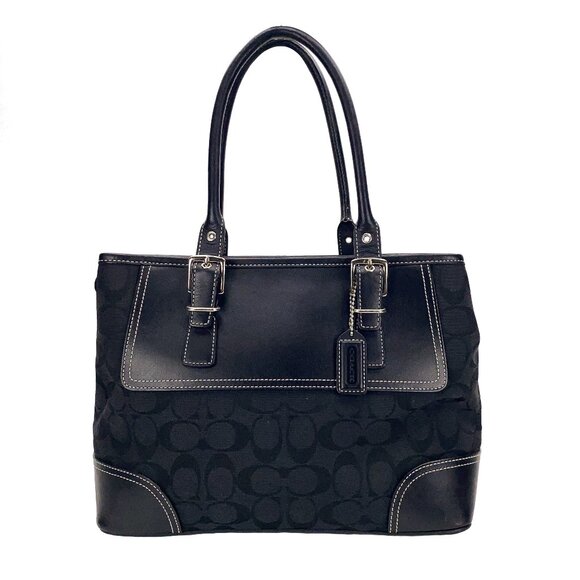 Coach Jacquard Canvas Hampton Satchel Handbag - J0671-F06366 - Picture 1 of 16